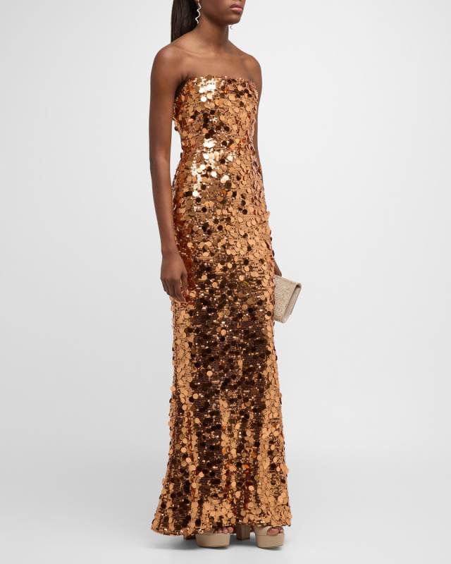 Farah Strapless Sequin Column Gown